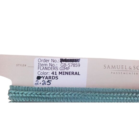 Samuel & Sons 2.25 Yards Flanders Gimp 41 Mineral Dual Braid Linen Trim Designer - Picture 2 of 8
